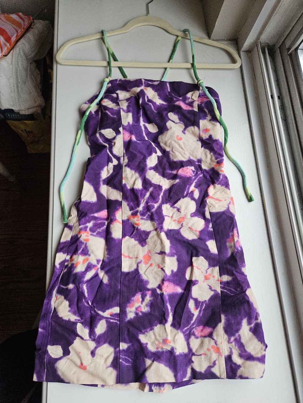 NWT Zara purple floral mini linen blend dress - size medium